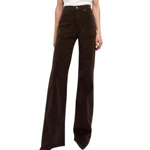NEW VERONICA BEARD crosbie corduroy wide-leg pant in dark chocolate